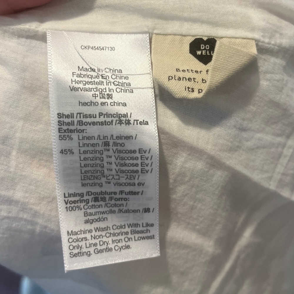 Madewell Midi Dress Linen Blend Plaid Sleeve Pastel Beachy Clara White Pink MP - Picture 6 of 6